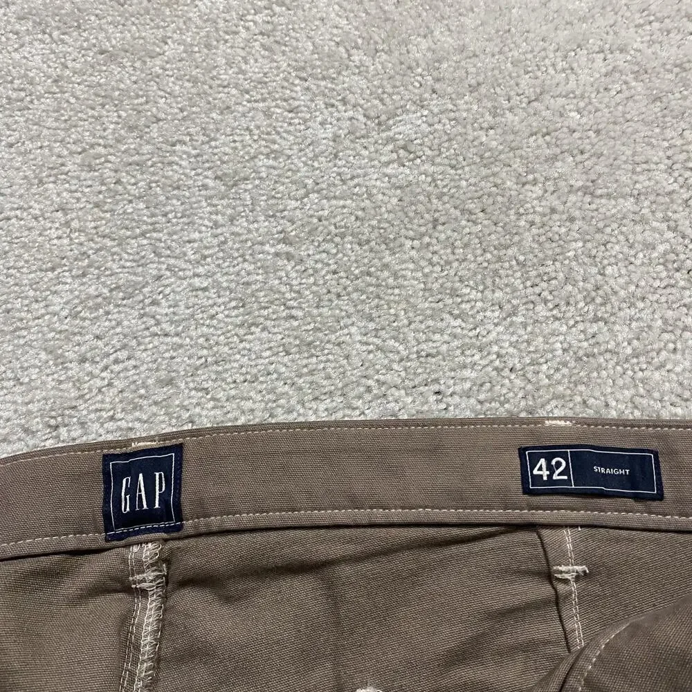 GAP Pants Mens 42 Brown Straight Leg Workwear Twill Chino Field Work Custom Dye - Picture 4 of 9